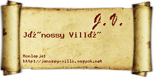 Jánossy Villő névjegykártya